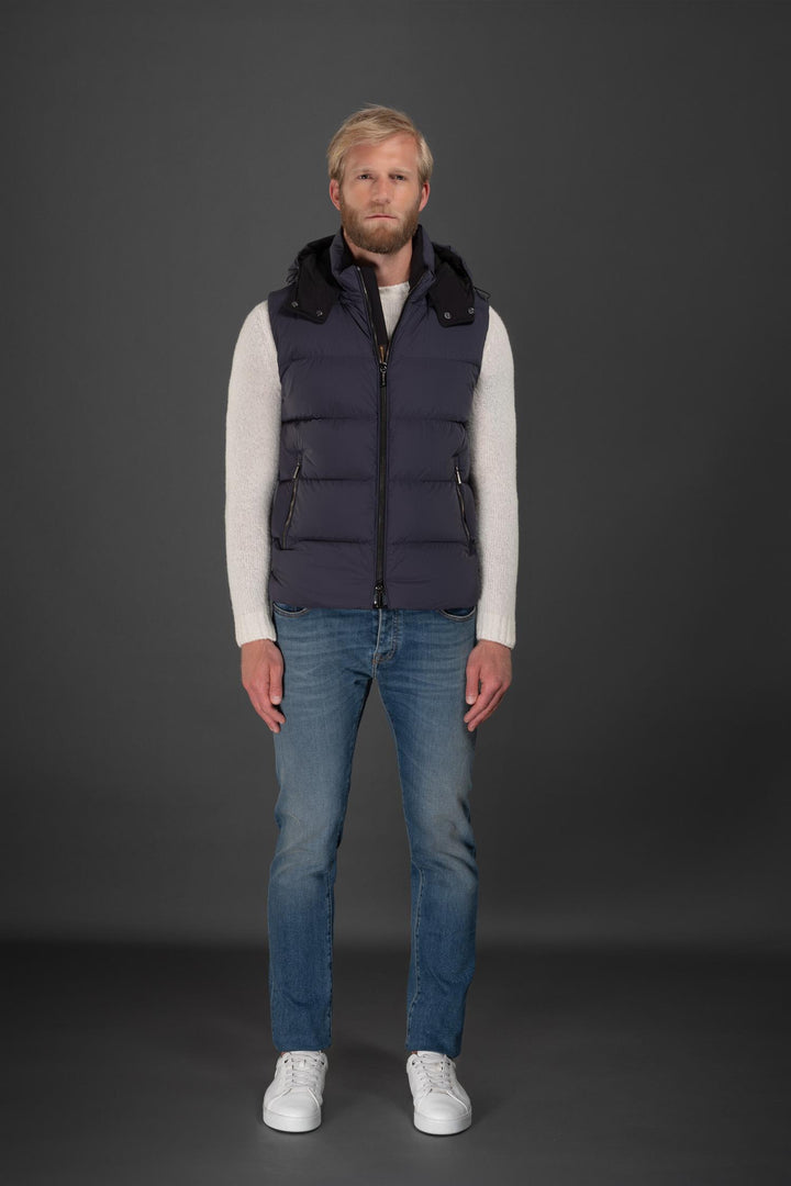 Fire Down Hooded Vest Navy