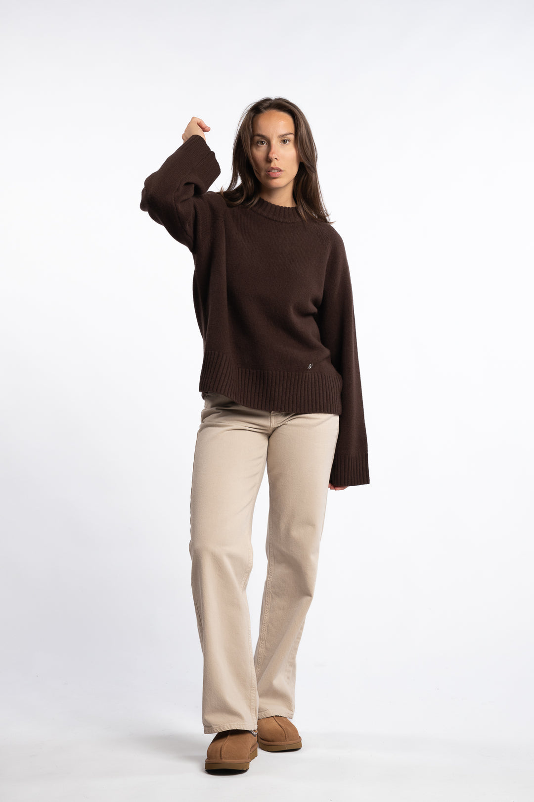 W. Wool Crew - Dk. Brown