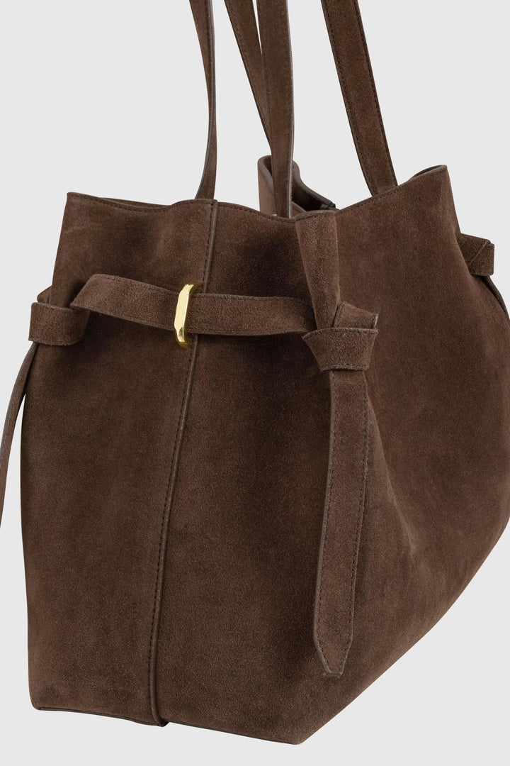 Gyoza Tote- Chocolate Suede