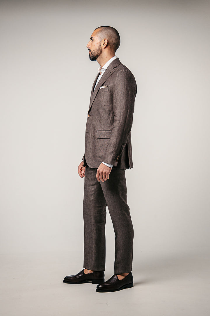 Ferry Regular Fit Soft Linen Blazer Dusk Brown