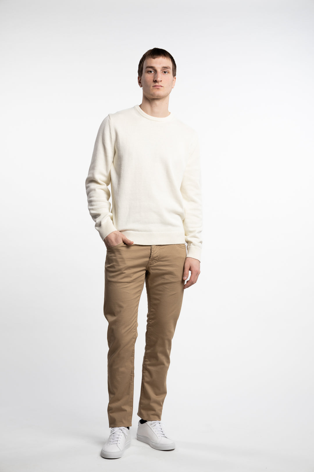 Nick Slim Fit Stretch Cotton Lyocell Twill Pants Beige