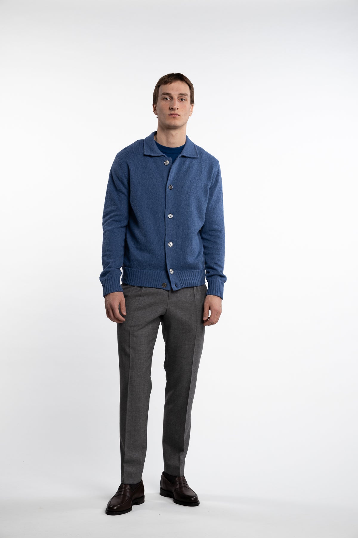 Knitted Cotton Cardigan Cobalto