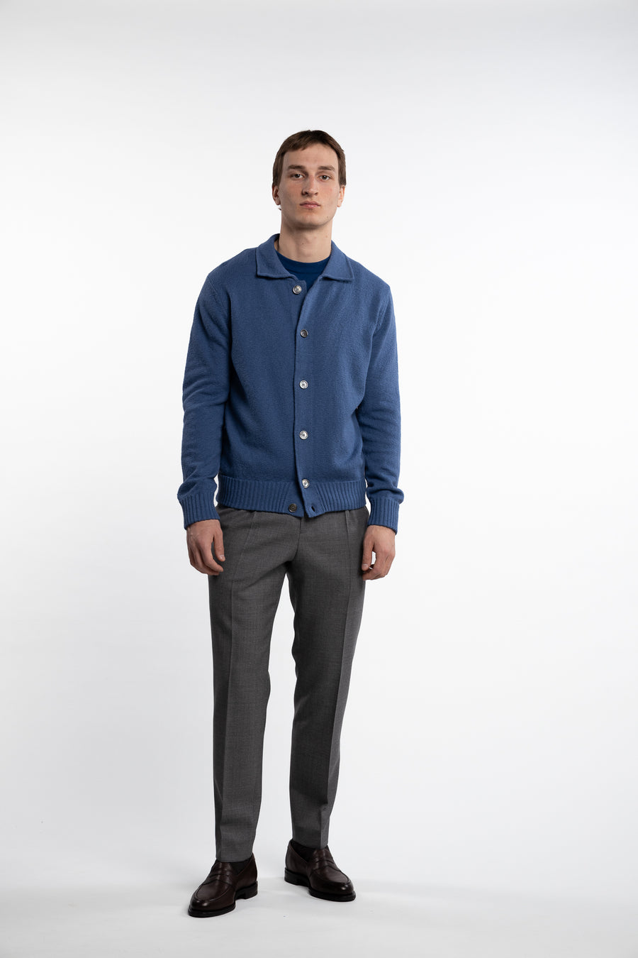 Knitted Cotton Cardigan Cobalto
