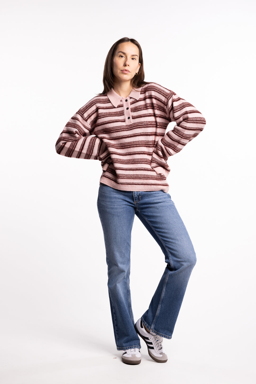 Olivia Wool Polo - Lt. Pink Mix