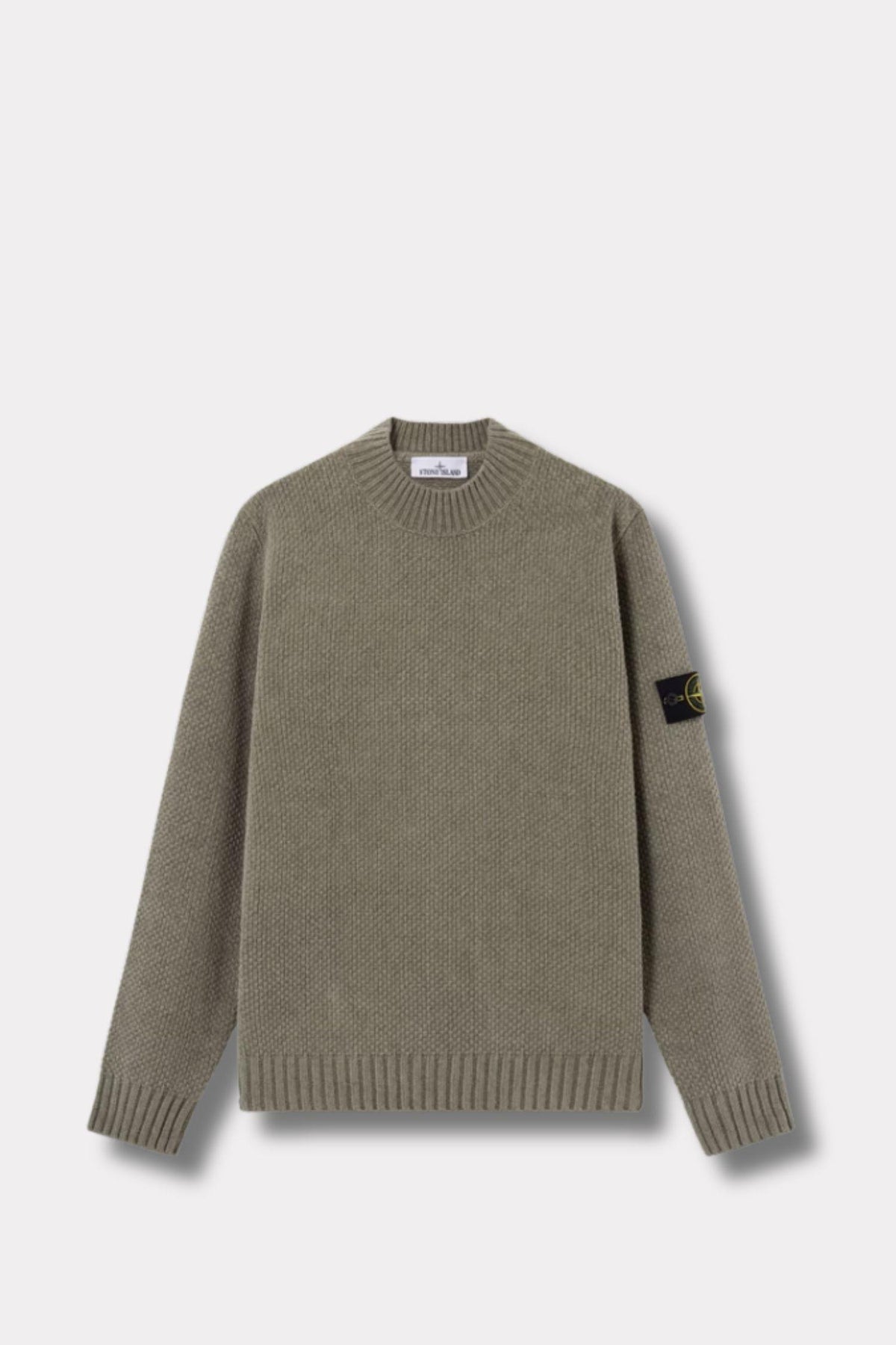5100005 Mock Neck Jumper With Ribbed Trims Sage Green