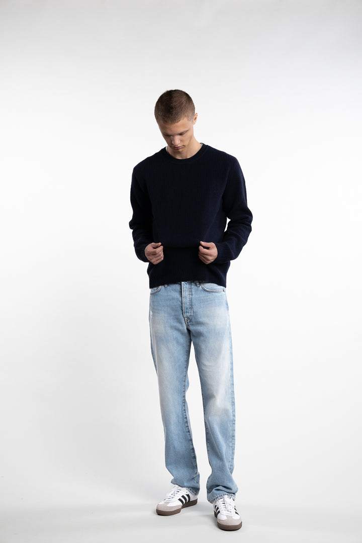 Merino Rib Knit Sweater Dark Blue