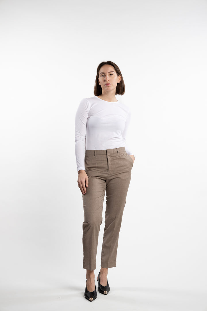 Emma Cropped Cool Wool Trousers- Faded Khaki