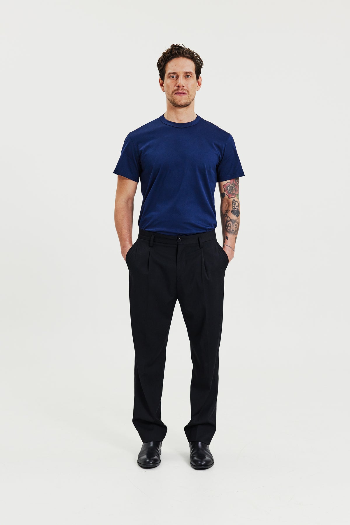 Pima Cotton Crew Neck T-Shirt Navy Blue