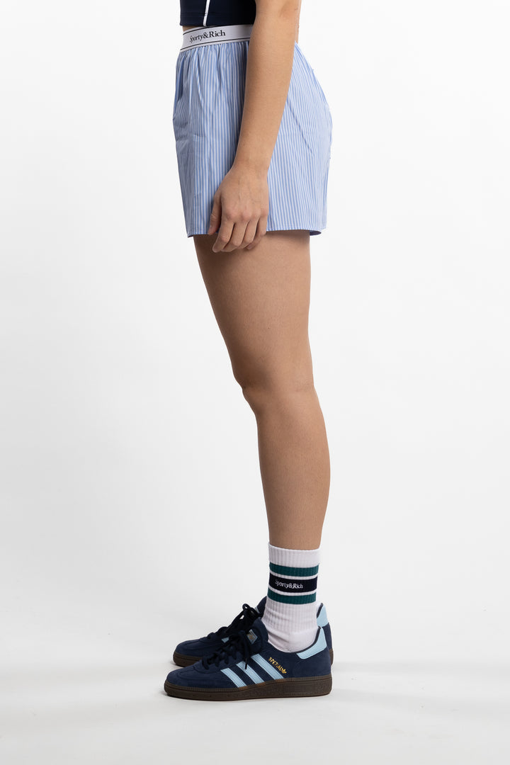 Serif Logo Boxer Shorts - Off White/Sky Blue Stripe Black