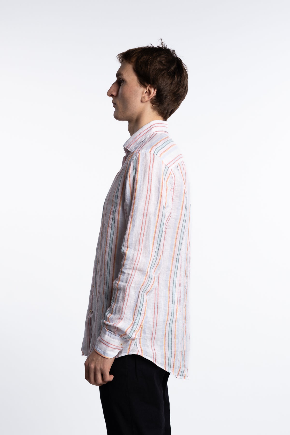 Slimline Linen Shirt Multi Stripe