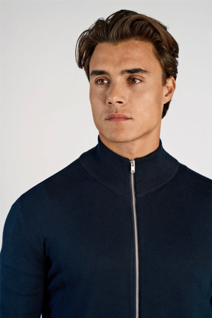Ecovero Zip Cardigan Navy