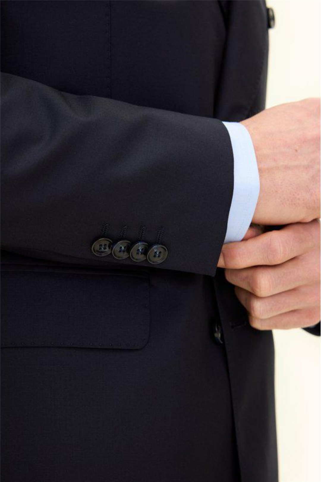 Farris Regular Fit Double Breasted Wool Blazer Navy
