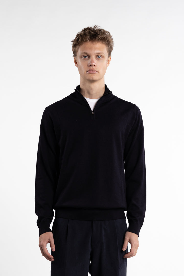 Extrafine Merino Sweater Half Zip Navy