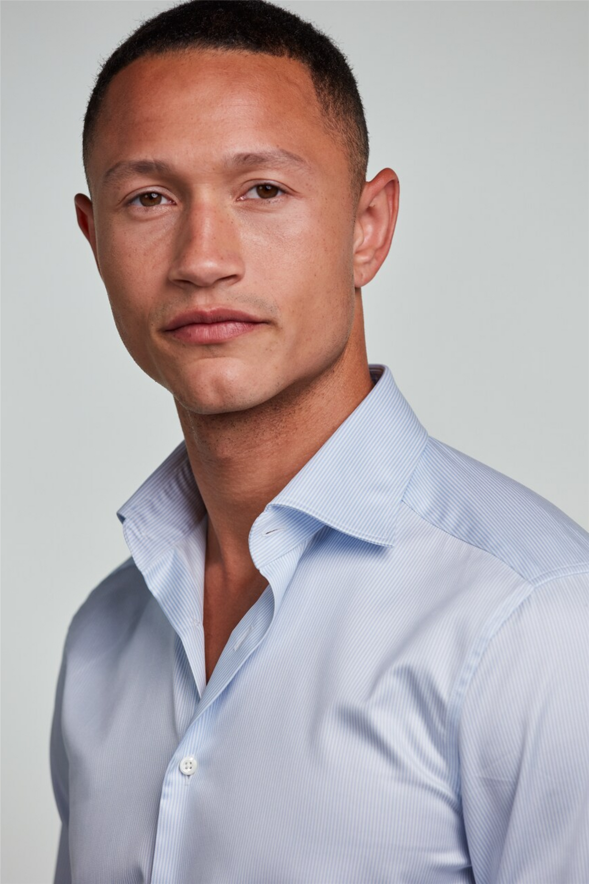 Slimline Pinstriped Twill Shirt Light Blue