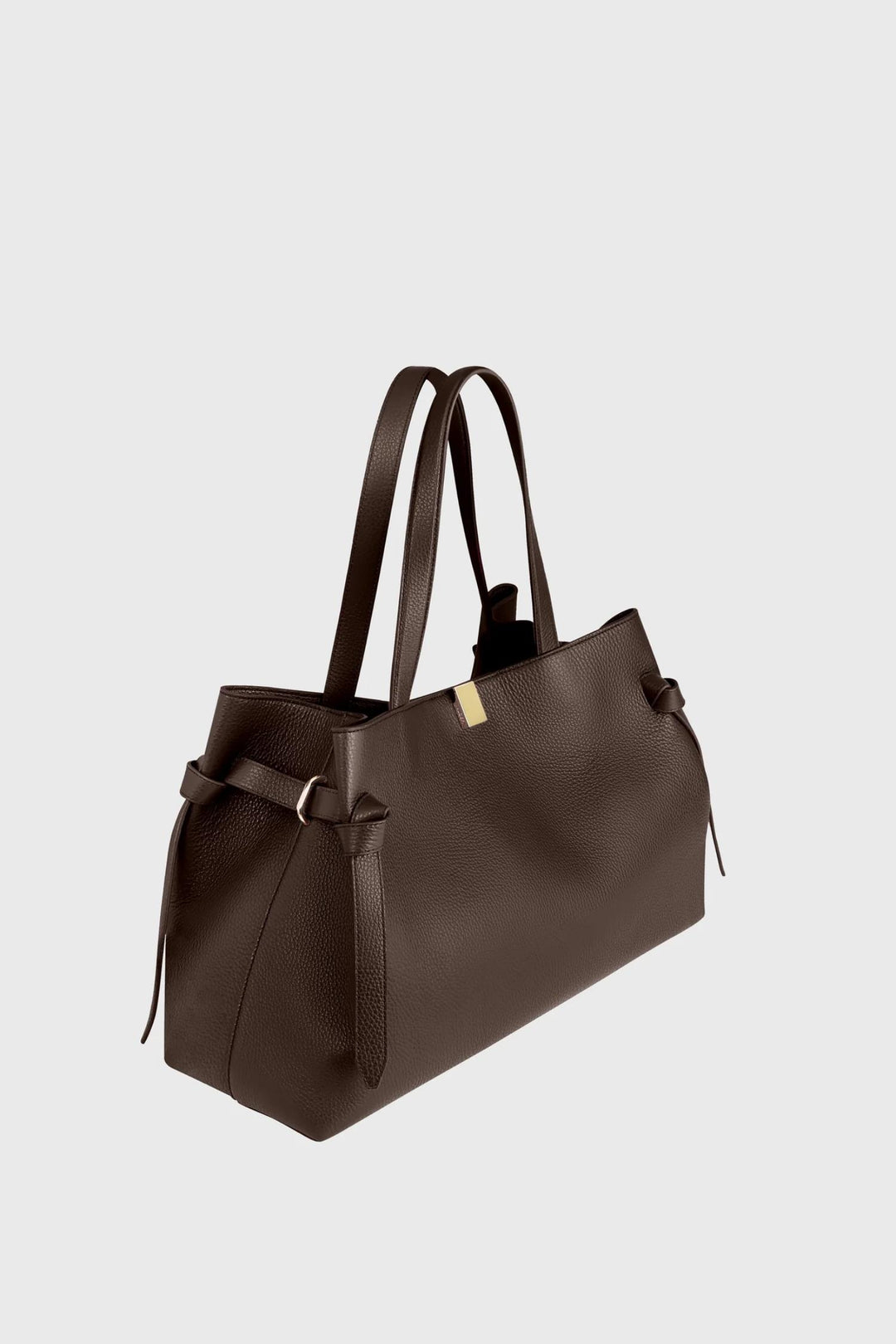 Gyoza Tote- Espresso Pebble Grain Leather