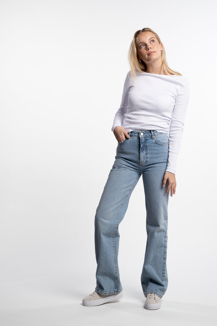 Petronella Rib Boatneck- White