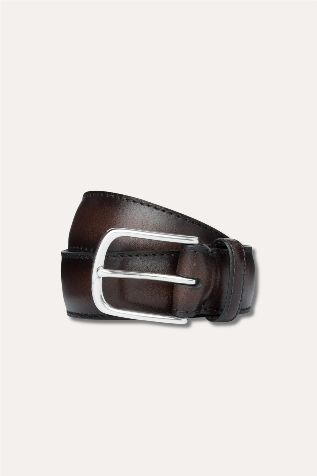 Calf Leather Belt Dark Brown
