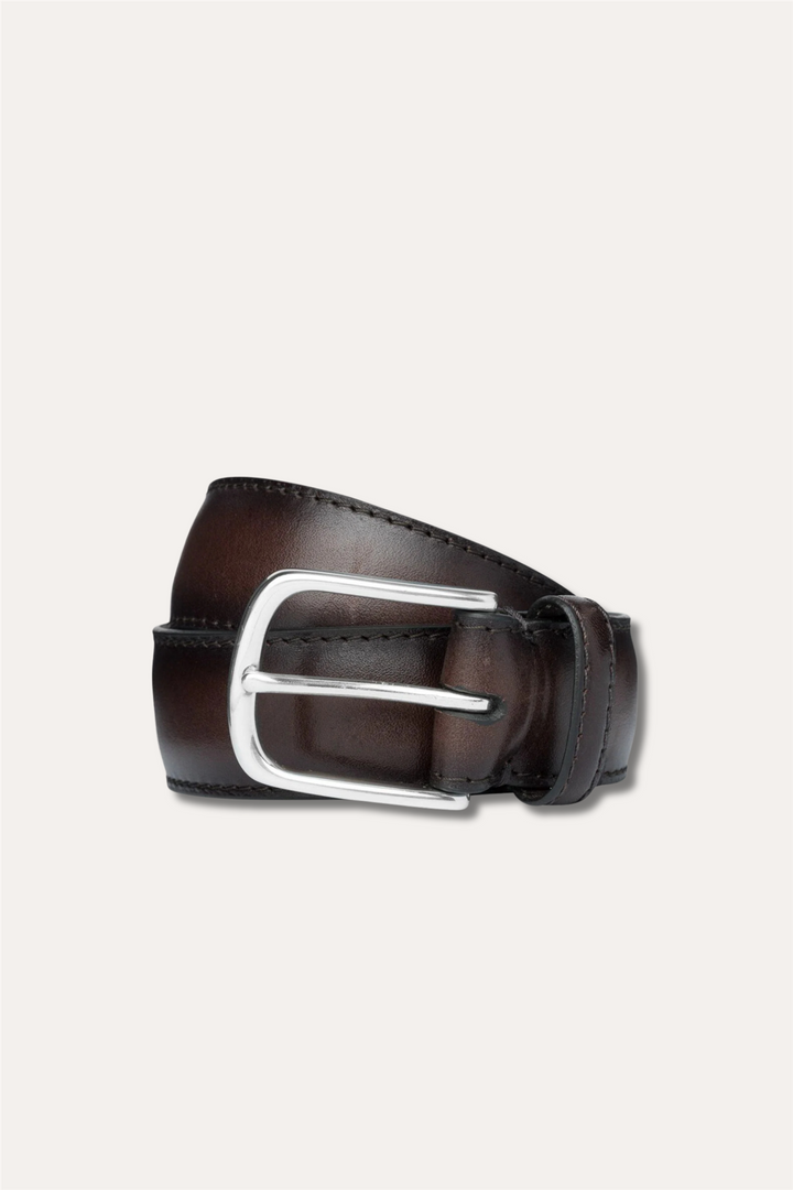 Calf Leather Belt Dark Brown