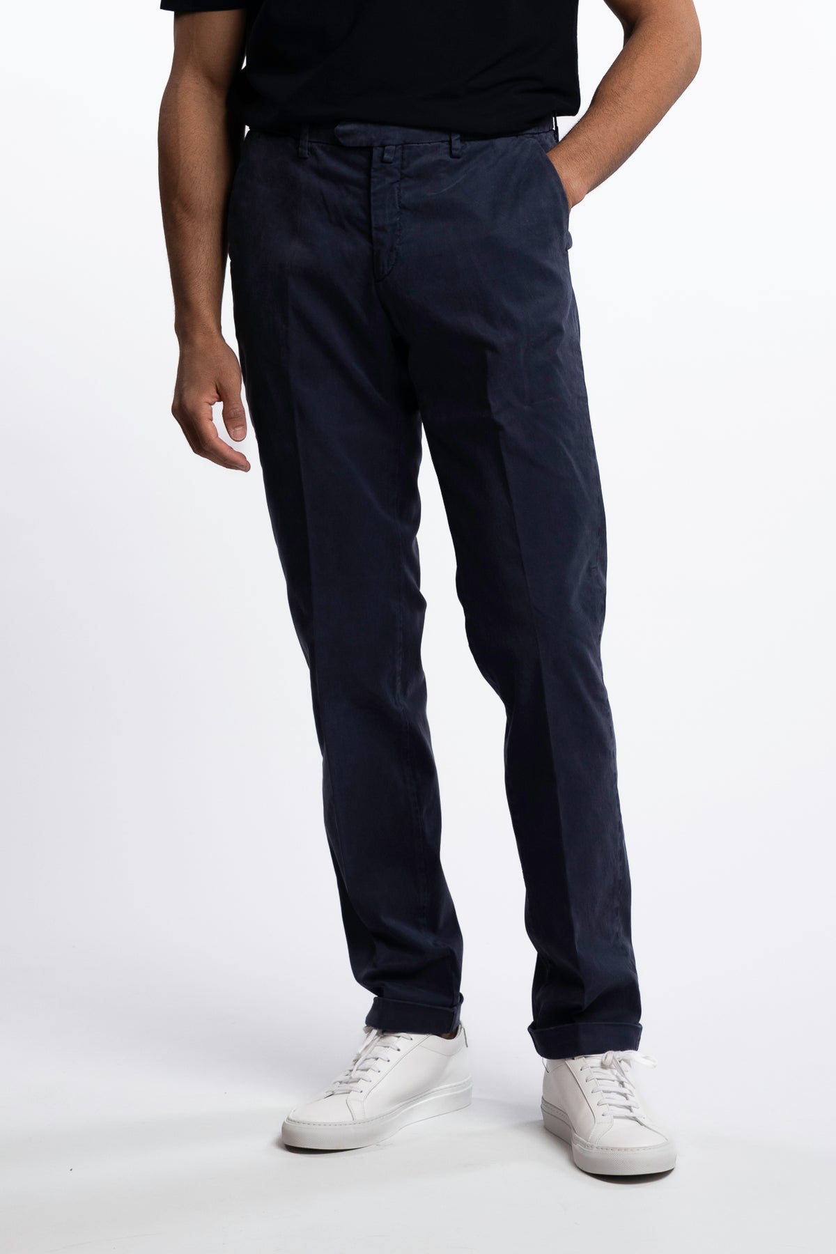 Cotton/Silk Chinos Navy