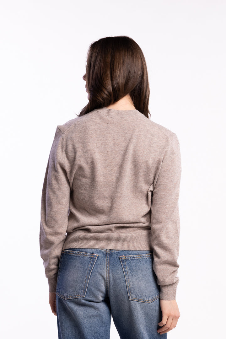 Crewneck Jumper Yak Wool- Greige Melange