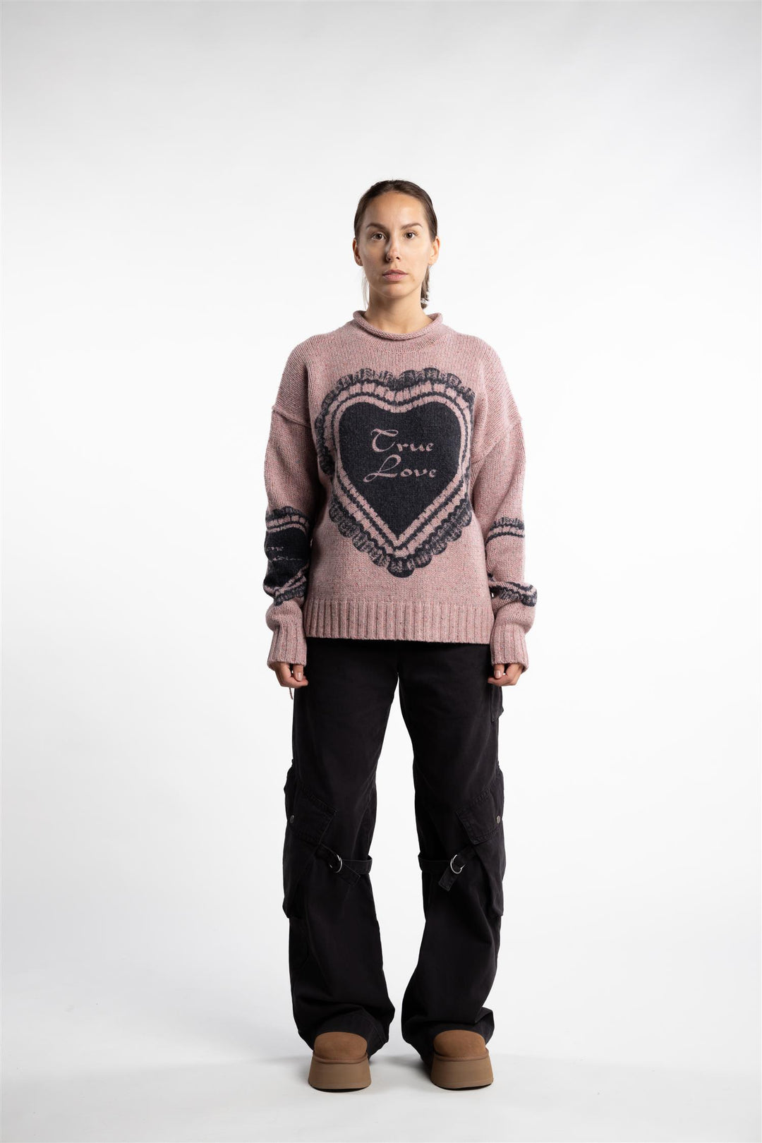 Printed Wool Blend Jumper- Faded Pink