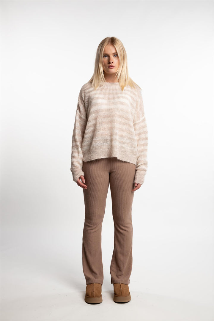 Flora RN Sweater- Beige Stripe