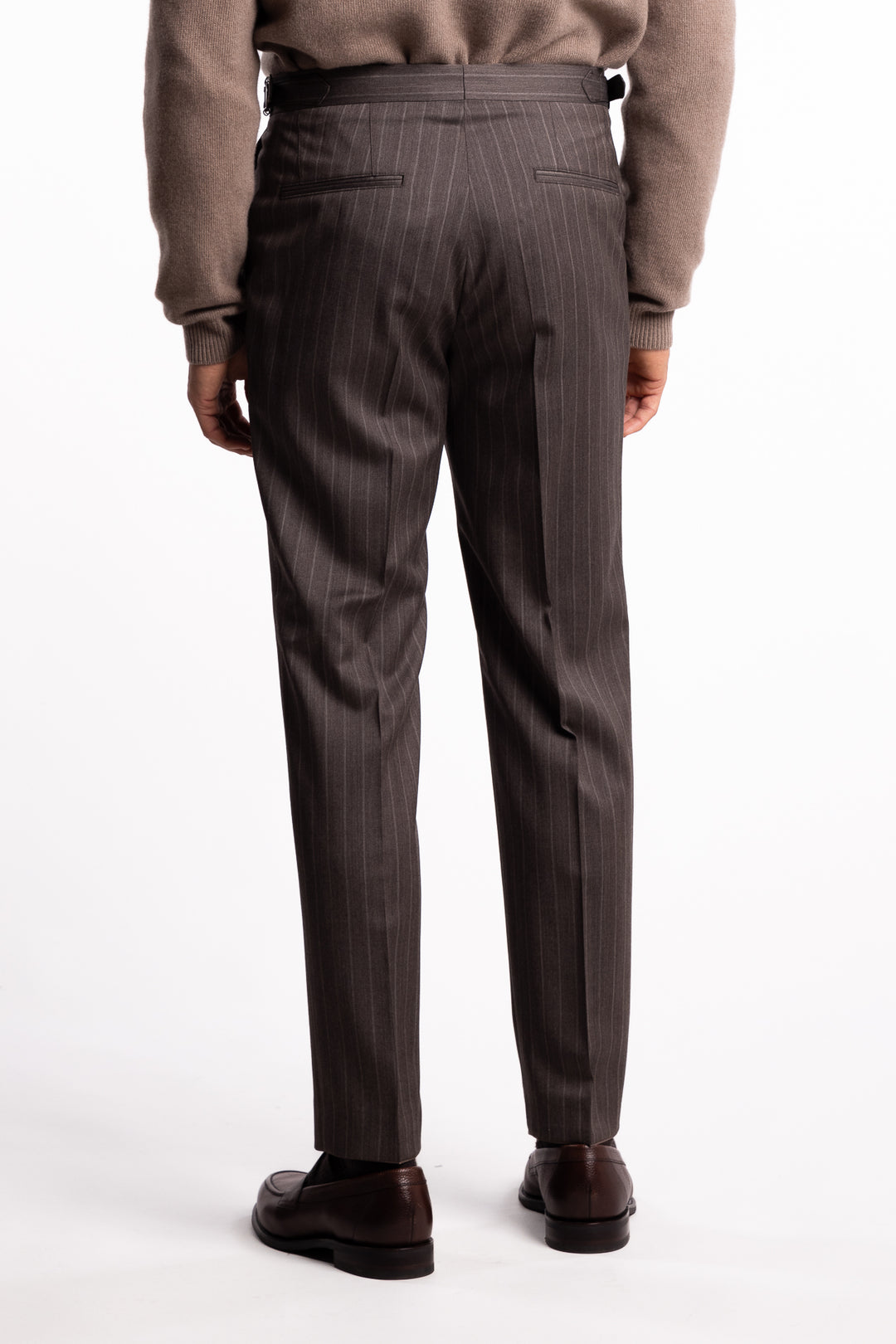 Prato Wool Trousers Brown Pinstripe