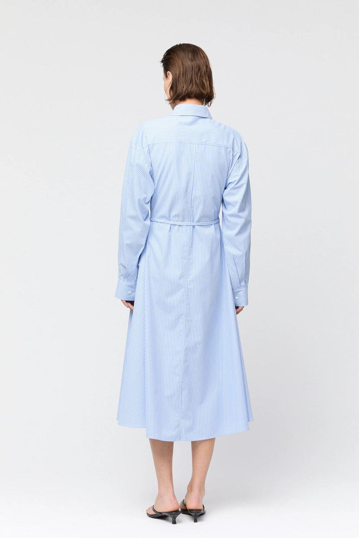 Wrap Shirt Dress- Blue and White