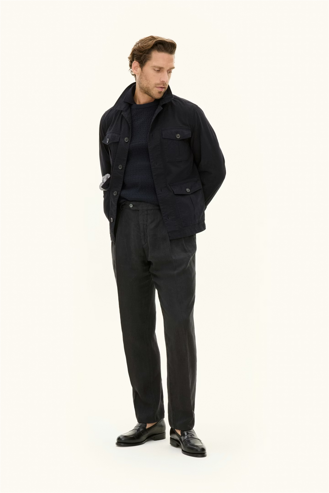 Regular Fit Safari Overshirt Bomullstwill Navy