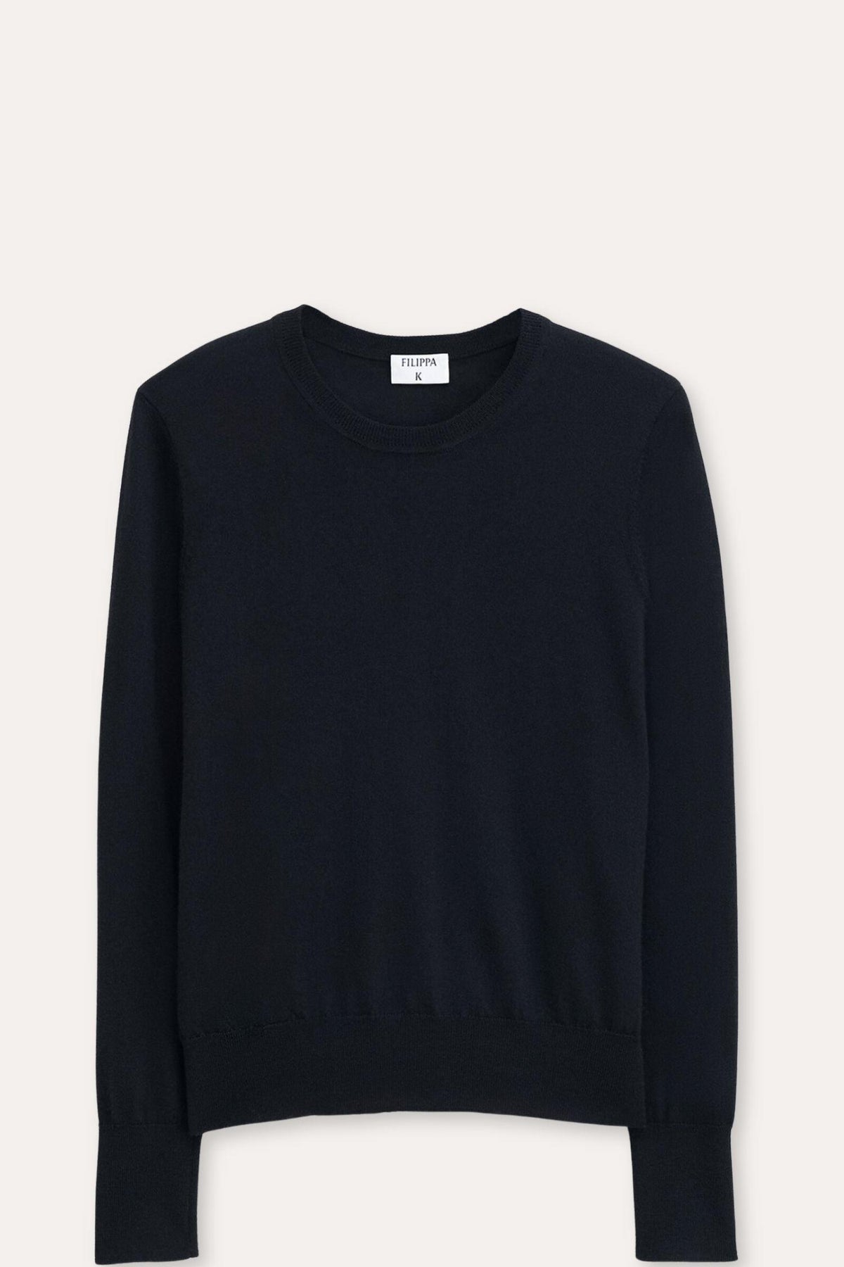 Merino R-Neck Sweater- Black