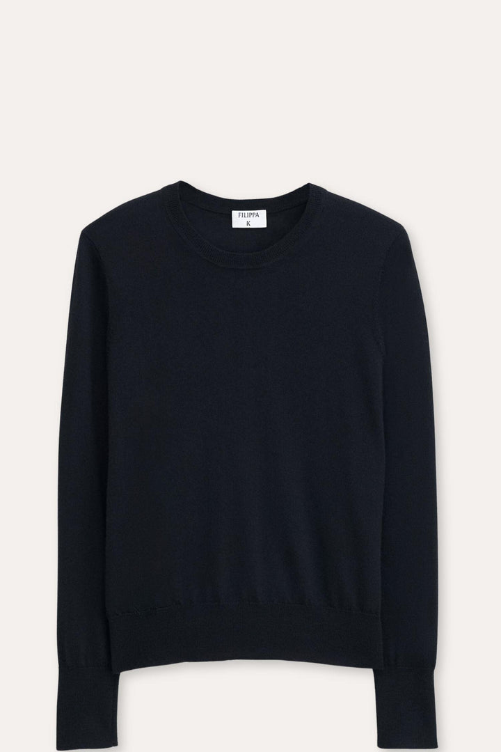 Merino R-Neck Sweater- Black