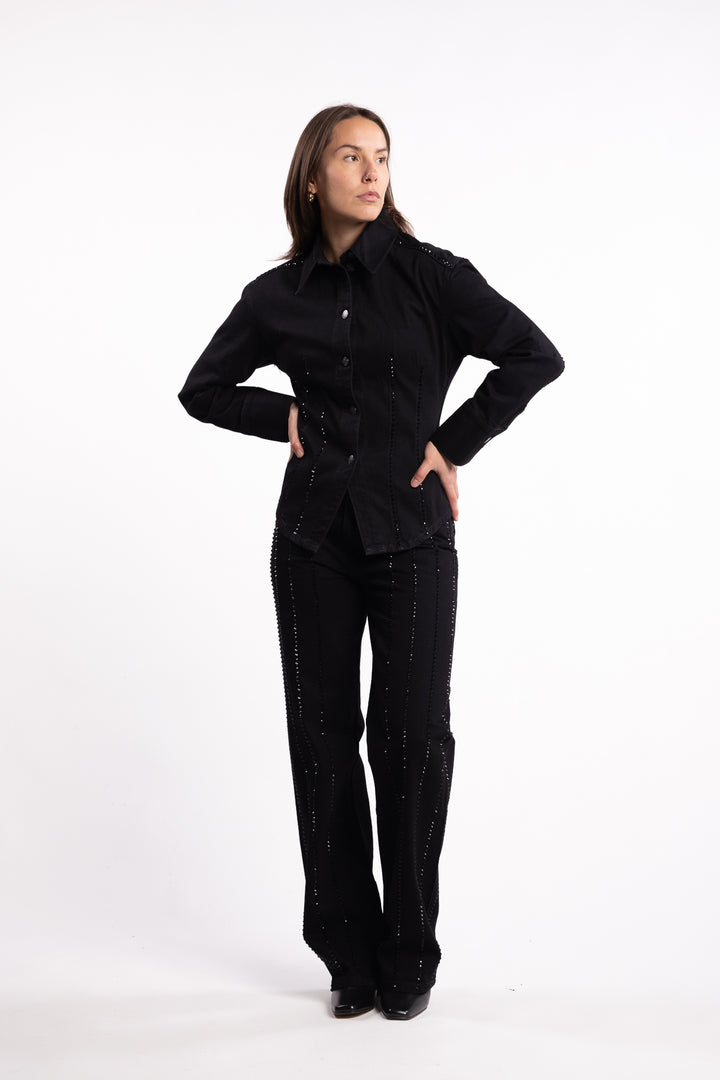 Eloise Embellished Shirt - Black