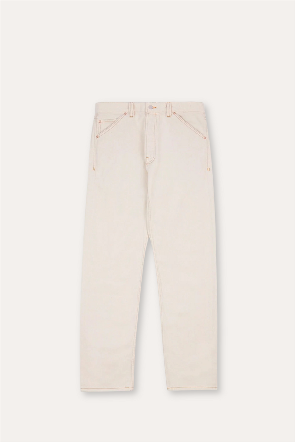 12.7oz Selvedge Denim Contrast Stitch Five-Pocket Jeans Ecru