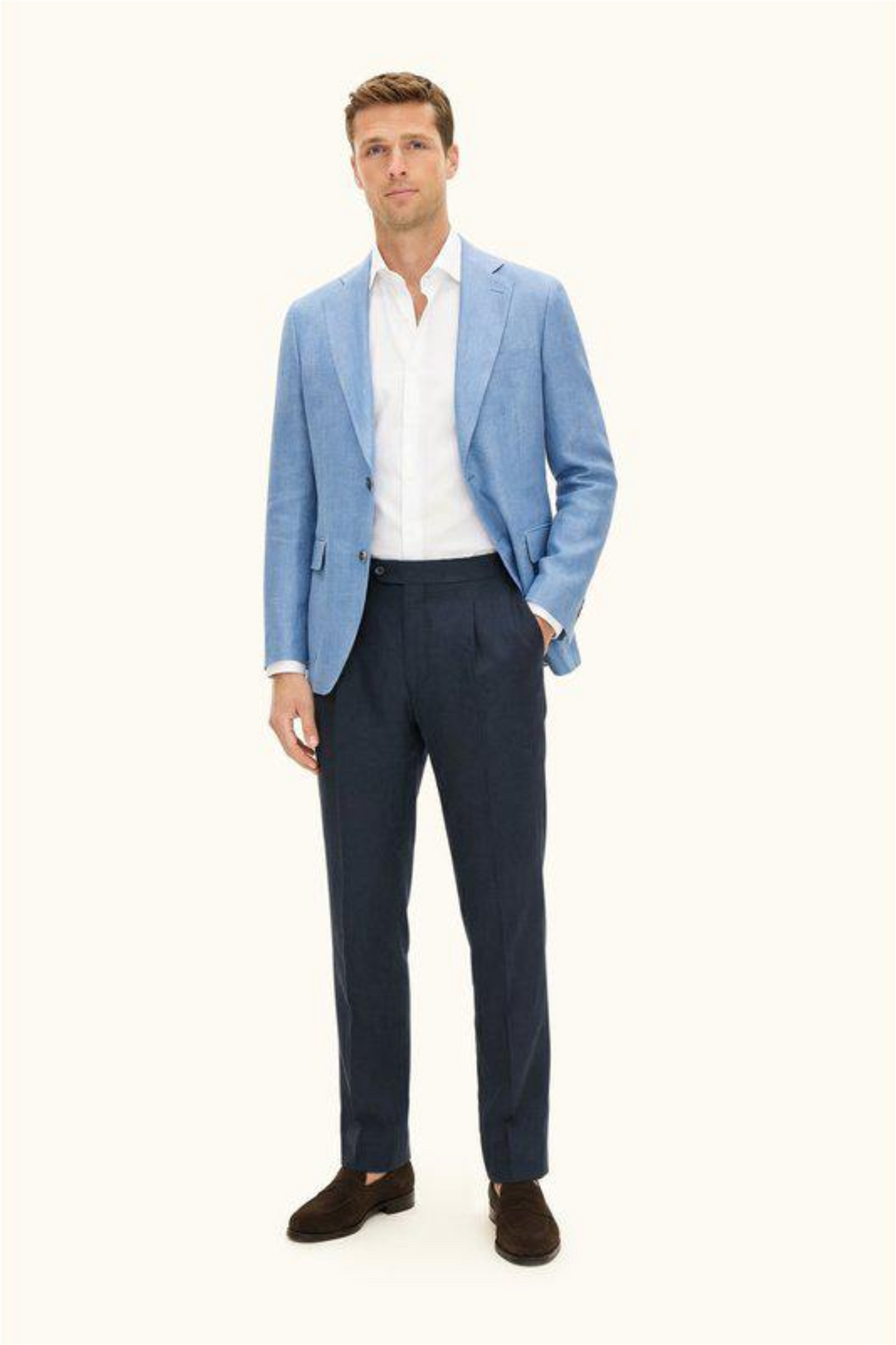 Ferry Soft Regular Fit Linen Blazer Blueberry Blue