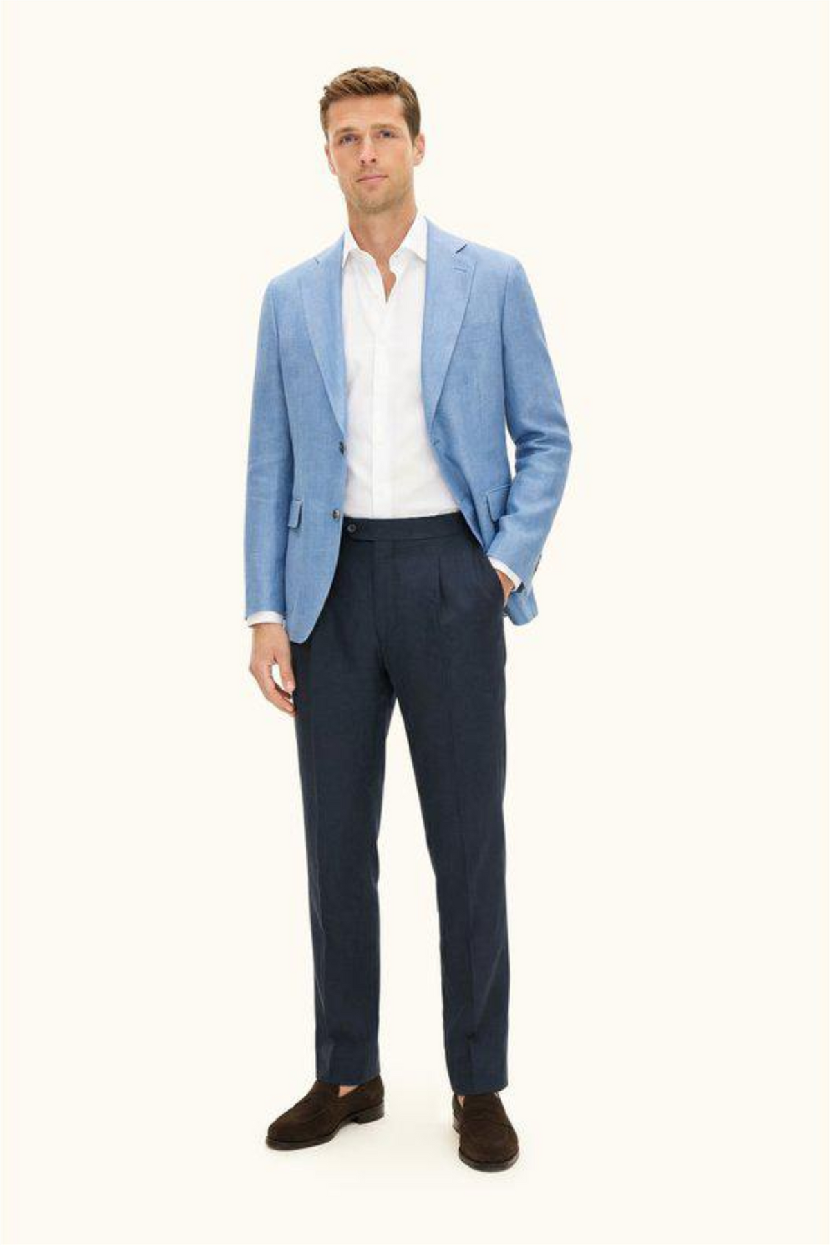 Ferry Soft Regular Fit Linen Blazer Blueberry Blue