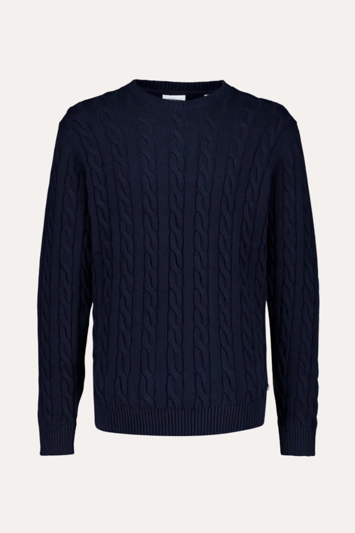 Cabel Knit Sweater Navy - packshot forfra