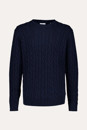Cabel Knit Sweater Navy