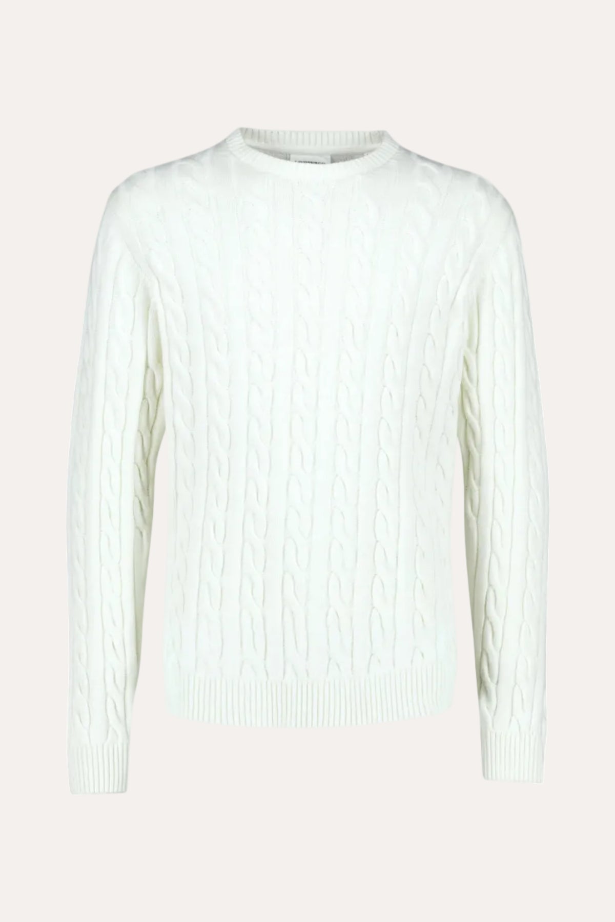 Cabel Knit Sweater Pearl White - packshot forfra