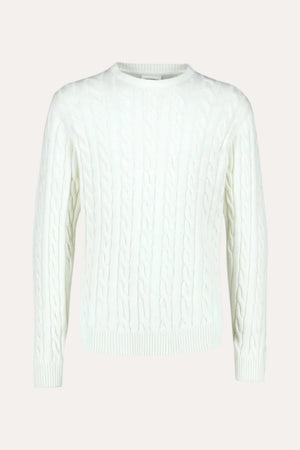Cabel Knit Sweater Pearl White