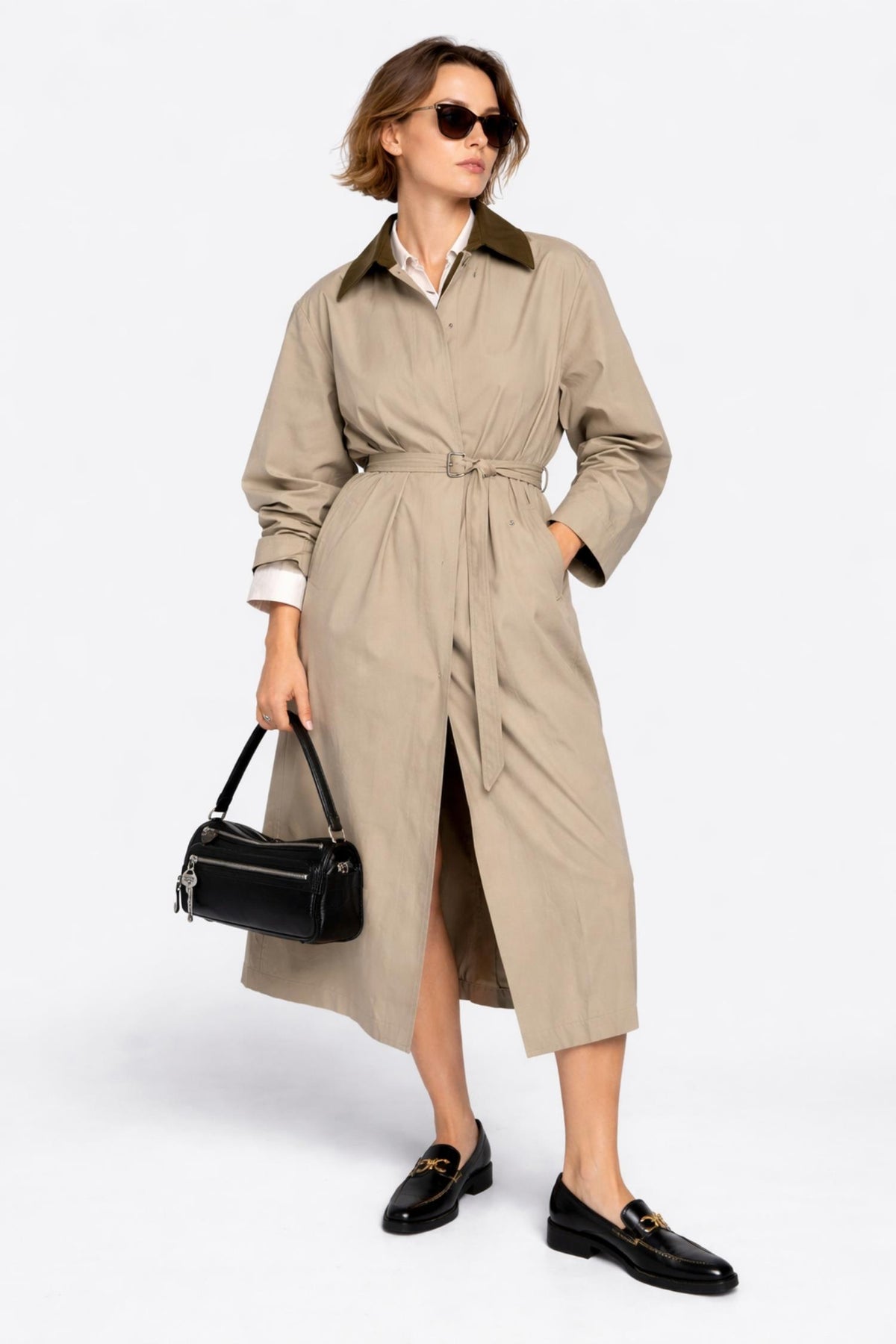 Belted Trenchcoat Khaki Grey