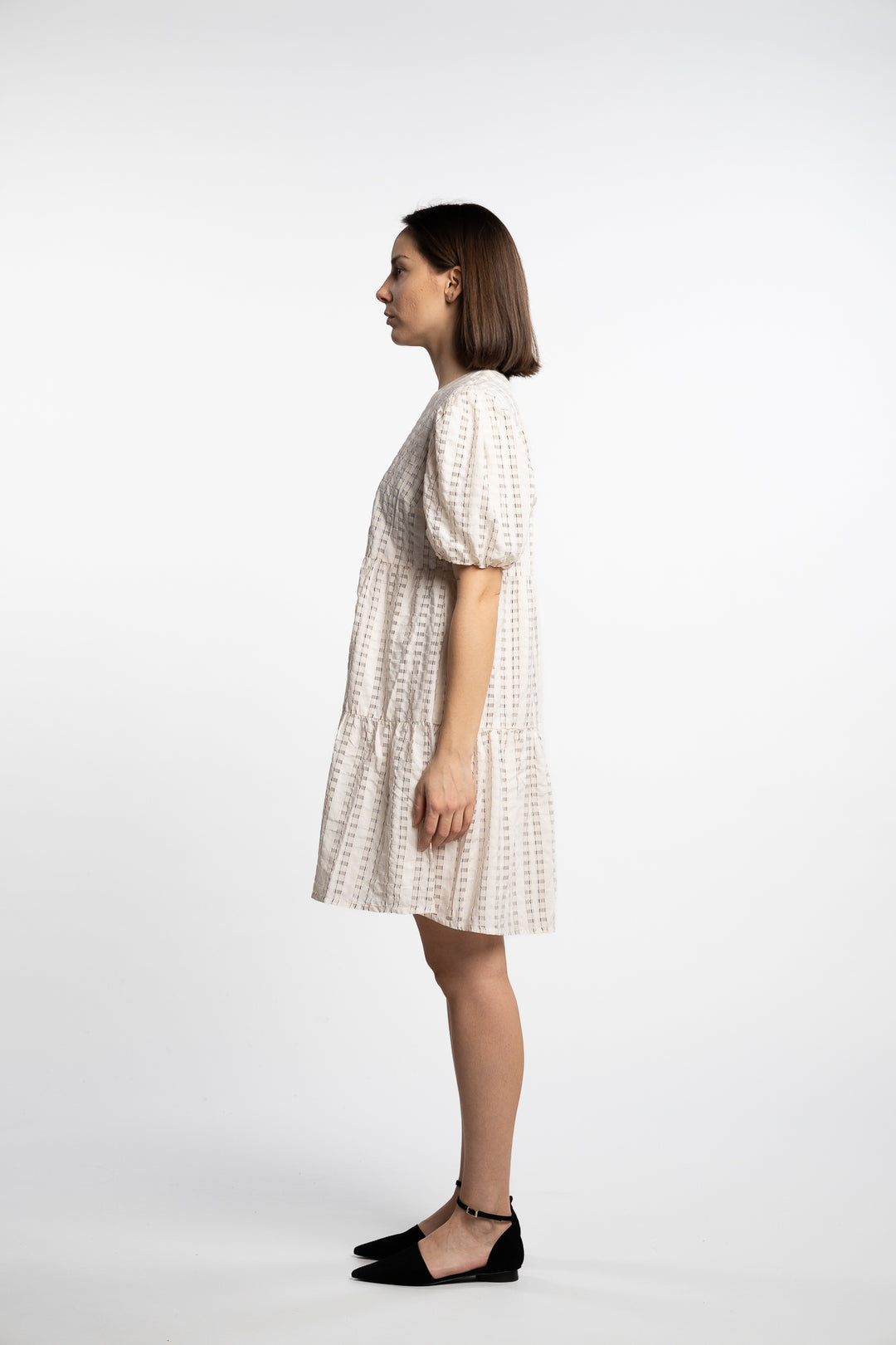 Santina Dress- Cream Check