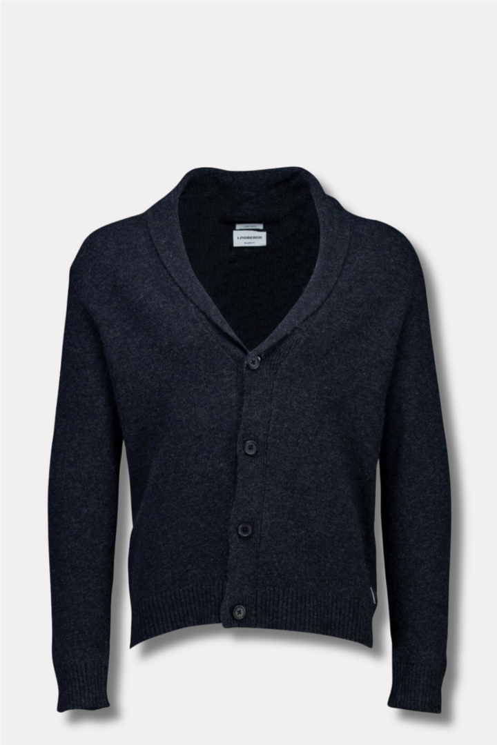 Lambswool Shawlcollar Cardigan Charcoal Mel