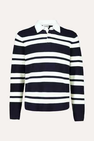 Knit Striped L/S Rugby Shirt Navy