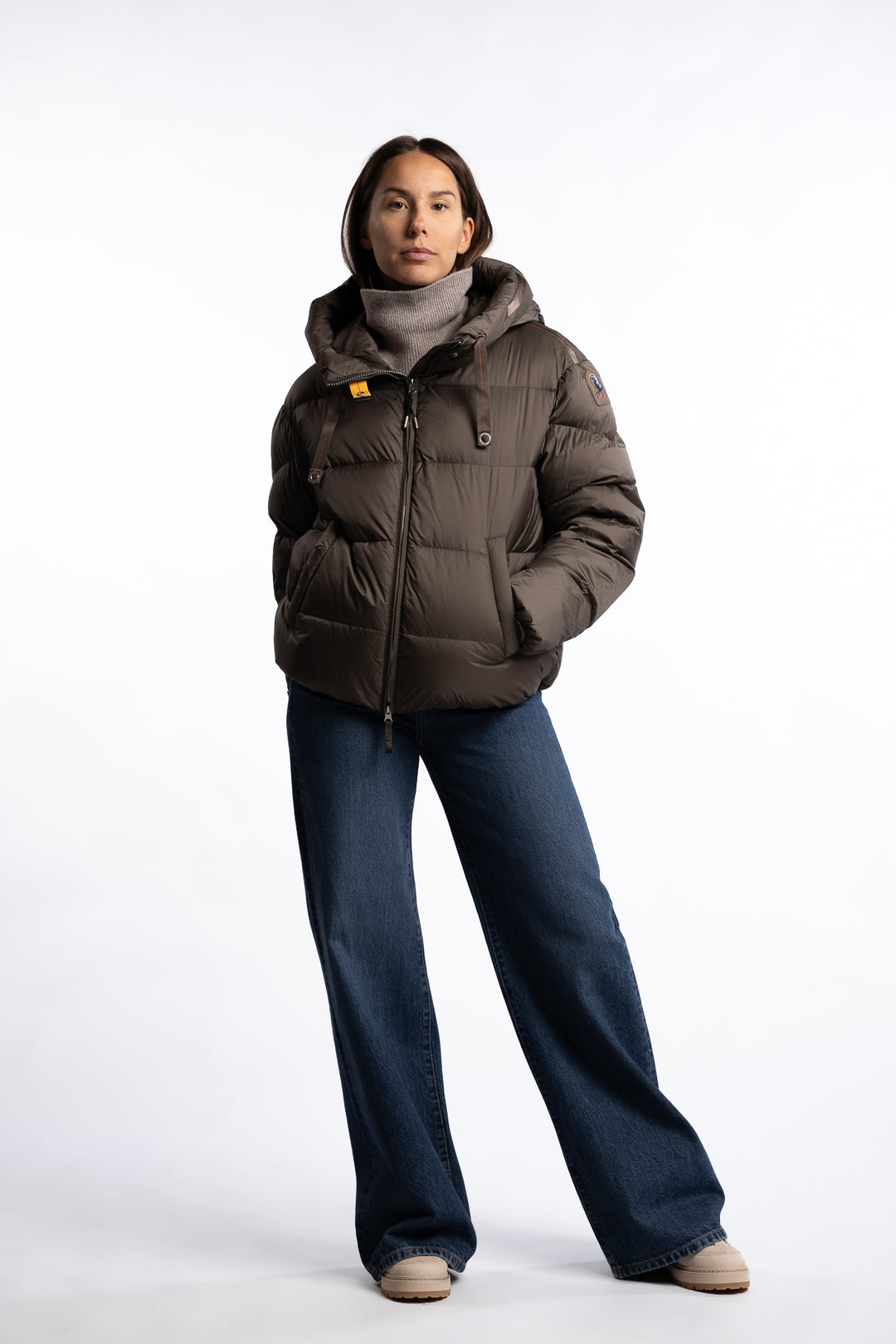 Tilly Hooded Down Jacket - Olive Grey