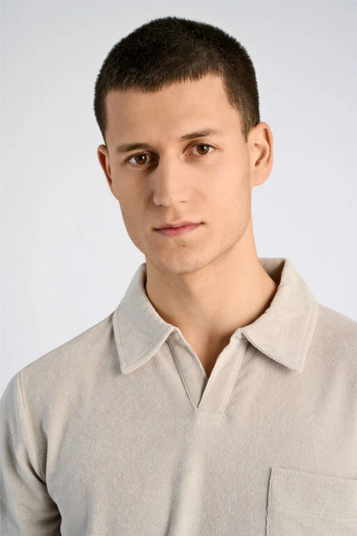 Towel V-Neck Polo S/S Fair Grey