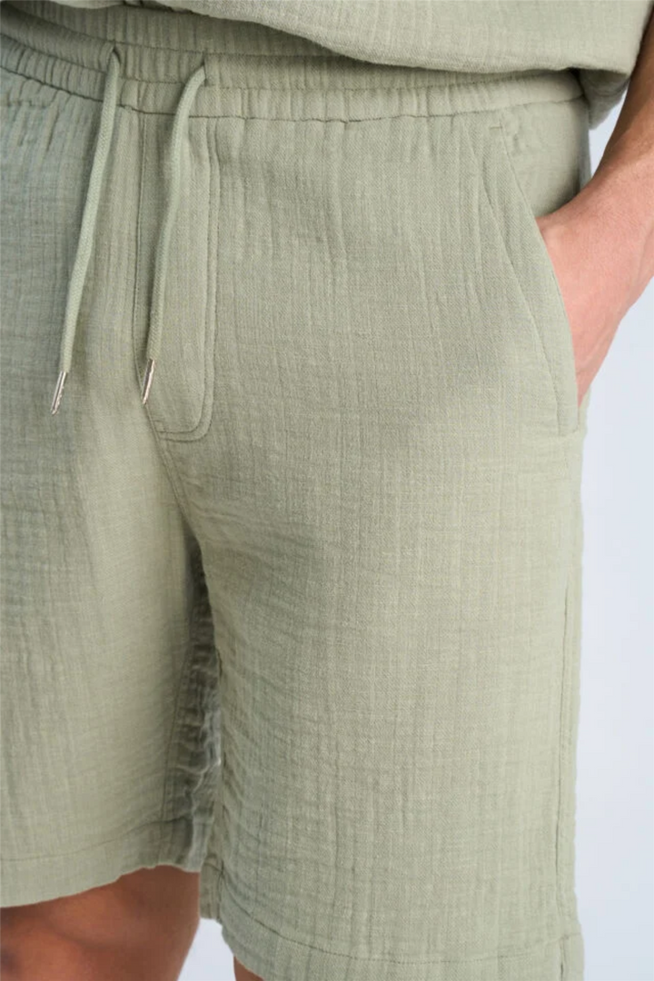Cotton Muslin Shorts Dusty Olive