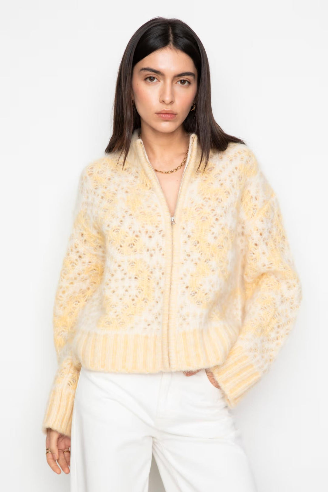 Briana Zip Knit - Light Yellow