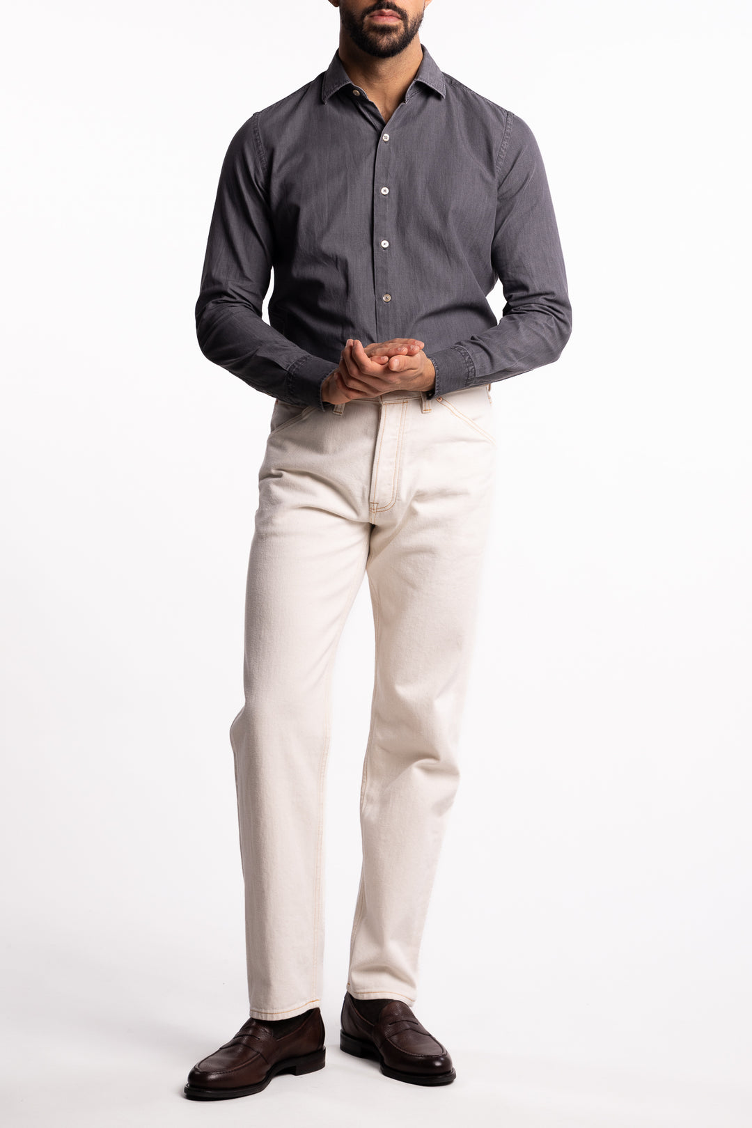 Cotton Chambray Shirt Light Grey Denim