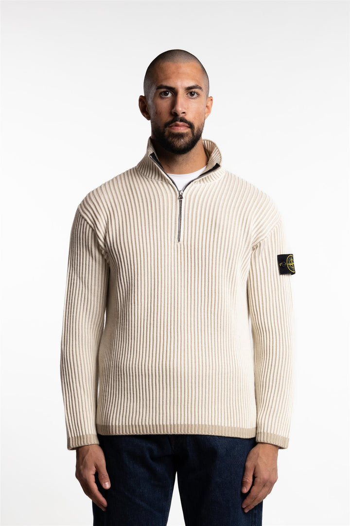 Vanisé Full RWS Wool Half Zip Sweater Natural White