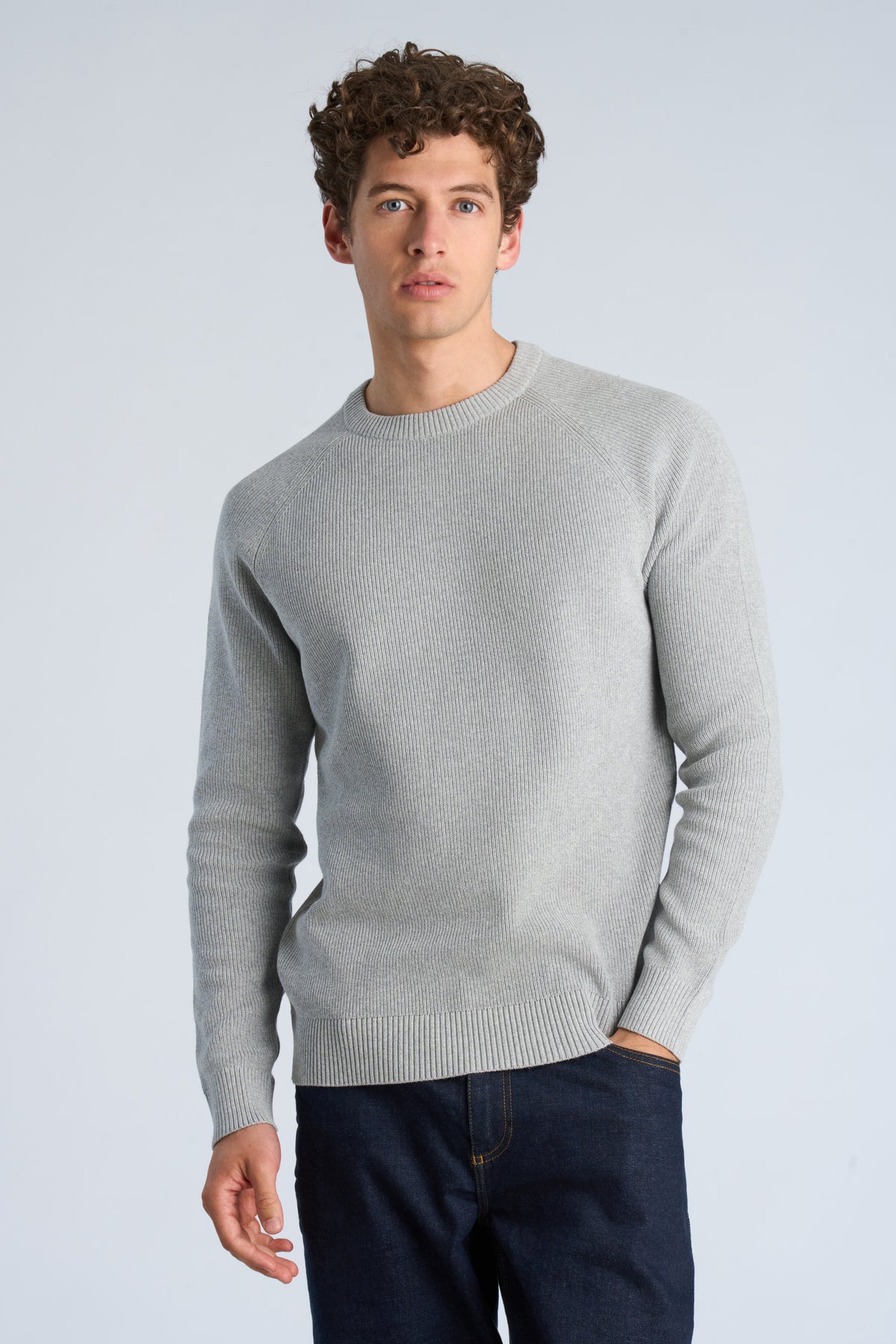 O-Neck Grey Mel - Model upper front